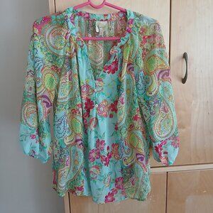 Fig & Flower Women Green Flowery design Size S